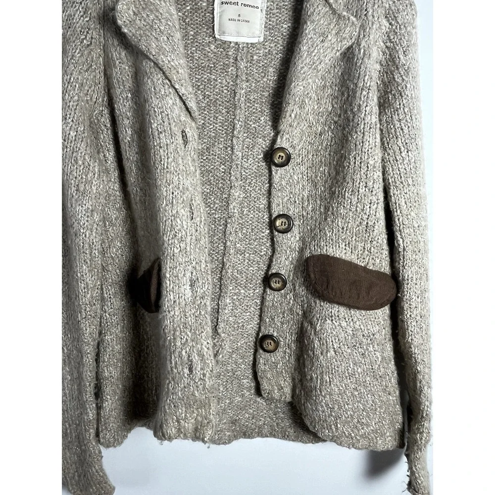 Sweet‎ Romeo Cardigan Sweater Button Elbow Patches Small